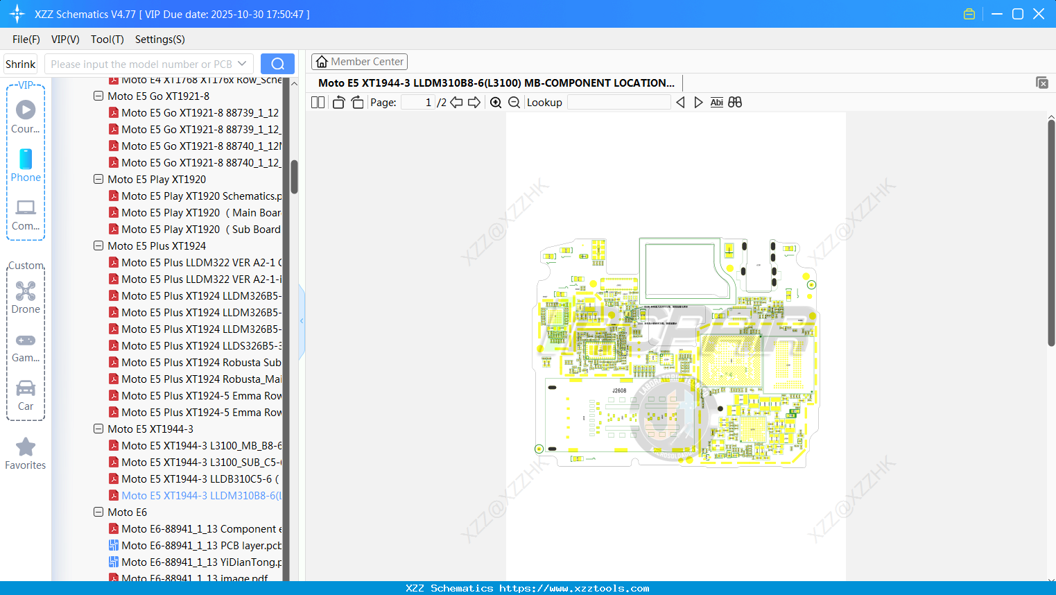Motorola Moto E5 XT1944-3 LLDM310B8-6(L3100) MB-COMPONENT LOCATION